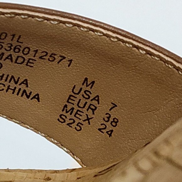 Aerosoles Strappy Cork High Espadrille Wedge Sandal Adjustable Block Heel Sz 7M - Picture 9 of 9